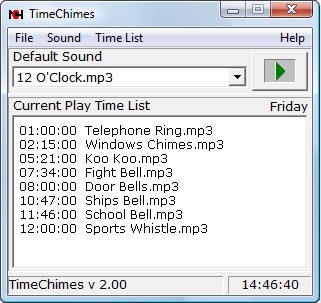 TimeChimes Automated Audio Player 2.00 screenshot