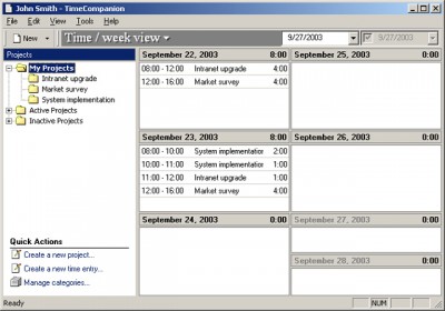 TimeCompanion Desktop Edition 2003 screenshot