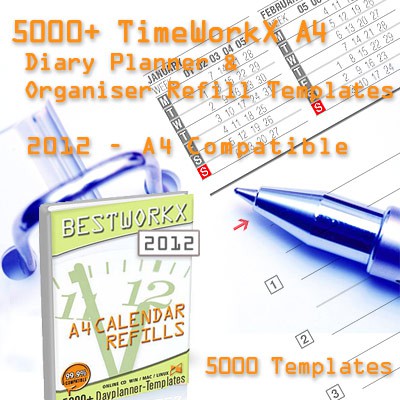TimeWorkX Organiser Refill Templates A4 A4-UK-AU-2 screenshot