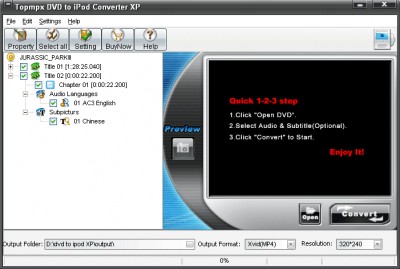 TopMXP DVD to iPod Converter 2.0 screenshot