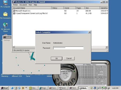 Transparent Screen Lock for WinNT/2000/XP/2003 2.10 screenshot