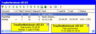 TrayBarNotebook with EMail monitor 02.03 screenshot