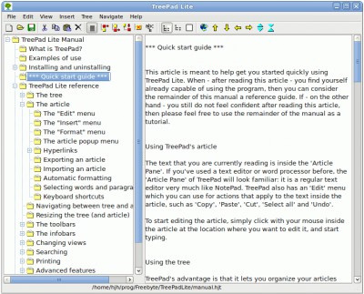 TreePad Lite for Linux 4.2 screenshot