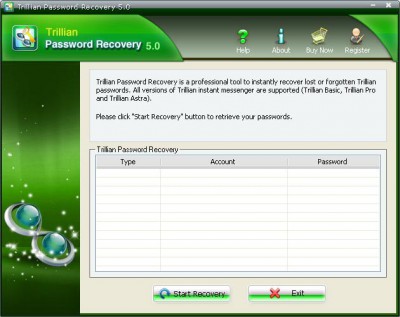 Trillian Password Recovery 5.20 screenshot