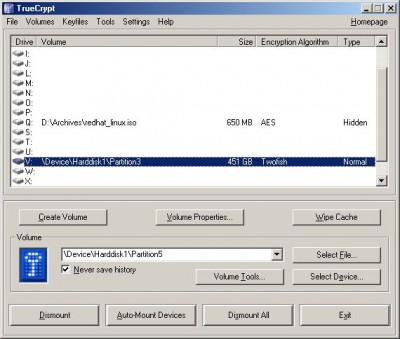 TrueCrypt 5.0a screenshot