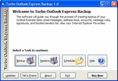 Turbo Outlook Express Backup 1.0 screenshot