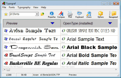 Typograf font manager 5.2.3 screenshot