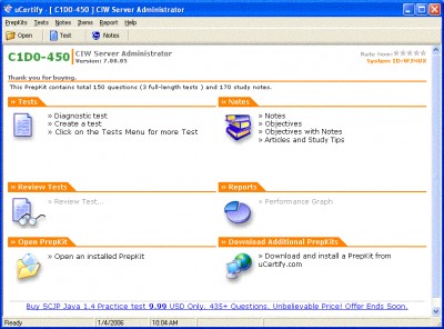 uCertify - CIW Practice Test for Exam 1D0-450 - 15 8.05.05 screenshot