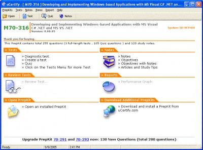 uCertify - MCSD.NET Practice Test for Exam 70-316 8.01.05 screenshot