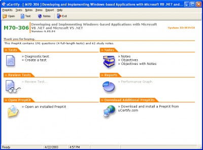 uCertify - MCSE Practice Test for Exam 70-306 - 33 8.02.05 screenshot