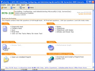 uCertify - MCSE Practice Test for Exam 70-228 - 30 8.01.05 screenshot uCertify - MCSE Practice Test for Exam 70-228 - 30 8.01.05 screenshot