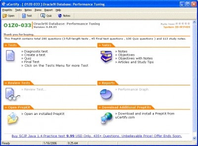 uCertify - OCP Practice Test for Exam 1Z0-033 - 28 8.01.05 screenshot