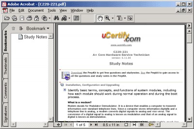 uCertify Study Notes for exam 220-221 6.12.05 screenshot