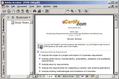 uCertify Study Notes for exam 70-100 6.09.05 screenshot