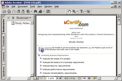 uCertify Study Notes for exam 70-152 6.11.05 screenshot