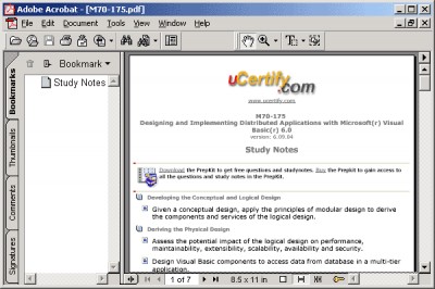 uCertify Study Notes for exam 70-175 6.09.05 screenshot