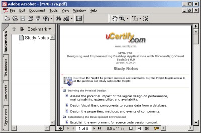 uCertify Study Notes for exam 70-176 6.09.05 screenshot