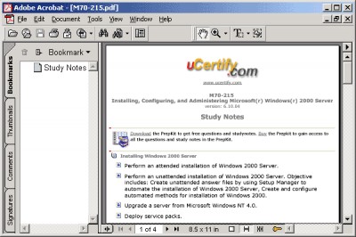 uCertify Study Notes for exam 70-215 6.11.05 screenshot