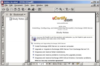 uCertify Study Notes for exam 70-224 6.12.05 screenshot