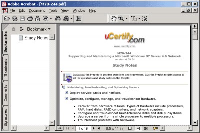 uCertify Study Notes for exam 70-244 6.09.04 screenshot