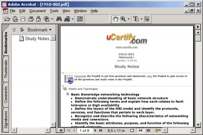 uCertify Study Notes for exam N10-002 6.10.05 screenshot