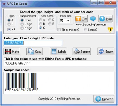 UPC Bar Codes 6.0 screenshot
