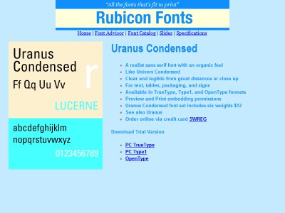 Uranus Condensed Font Type1 2.00 screenshot