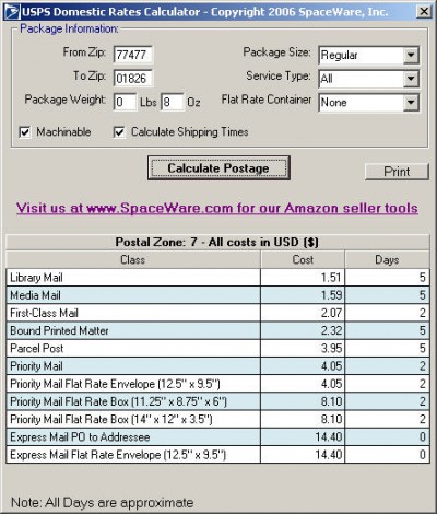 USPS Postage Rates and Tracking 1.0 screenshot