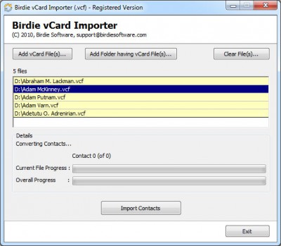 vCard Importer Software 2.2 screenshot