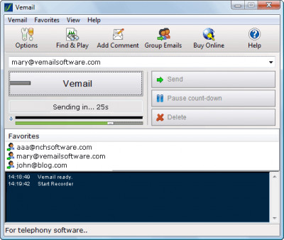 Vemail Voice Email Software for Windows 2.14 screenshot