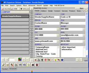 Vendor Organizer Deluxe 4.11 screenshot