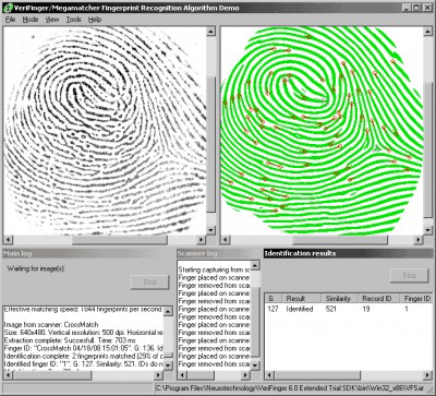 VeriFinger Algorithm Demo for MS Windows 6.5 screenshot