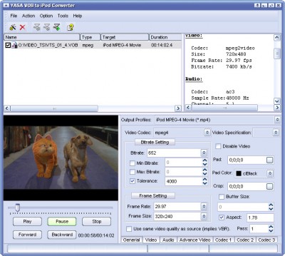 VFC CONVERT VOB TO IPOD 2011.1105 screenshot
