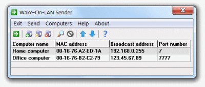 Wake-On-LAN Sender 2.0.12 screenshot
