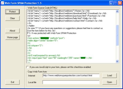 Web Form SPAM Protection 1.5.2 screenshot