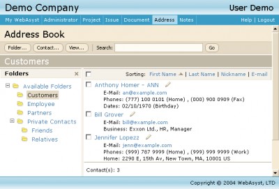 WebAsyst Address Book 1 screenshot
