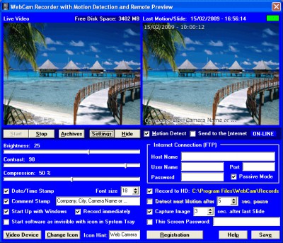 WebCam - Web Camera Security System - for Windows 2.00 screenshot