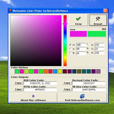 Webmaster Color Picker 2.1 screenshot
