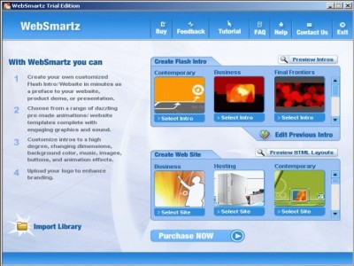 Websmartz Website Builder, Flash Intros 2.1 screenshot