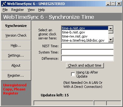 WebTimeSync 6.1 screenshot