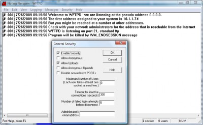 WFTPD - Windows FTP Server 3.10R1 screenshot