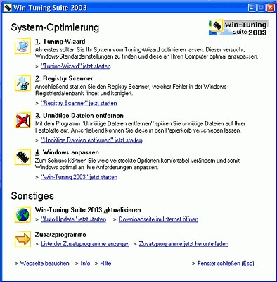 Win-Tuning Suite 2003 2.0.9 screenshot