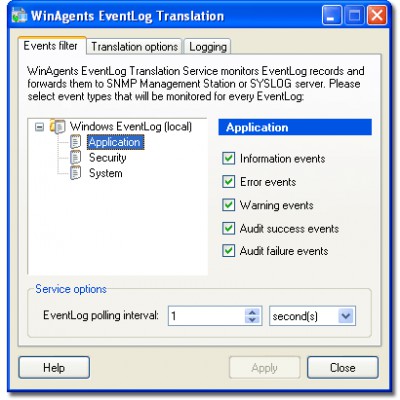 WinAgents EventLog Translation Service 1.5.0.108 screenshot