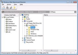Windows Mail Attachment Extractor Vista 1.10 screenshot