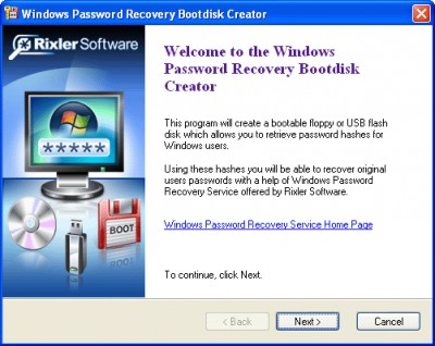 Windows Password Recovery Bootdisk 5.0 screenshot