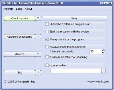 WinHKI Checksum-Calculator Anti-Virus 1.65 screenshot