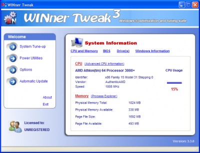 WINner Tweak 3.6.1 screenshot