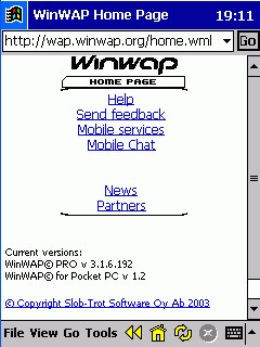 WinWAP for Pocket PC 2000 1.3 screenshot