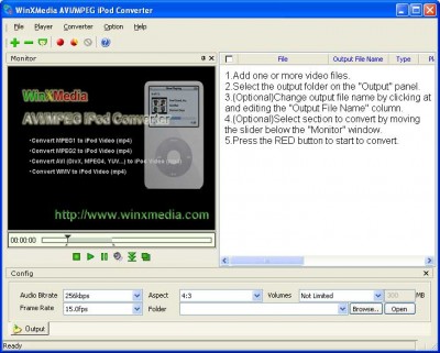WinXMedia AVI/MPEG iPod Converter 3.23 screenshot