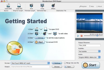 Wondershare DVD Ripper for Mac 1.6.10 screenshot